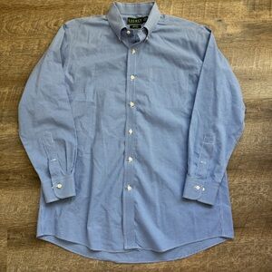 Ralph Lauren Men’s Slim Fit Blue Gingham Oxford Shirt Cotton Long Sleeve 16 1/2